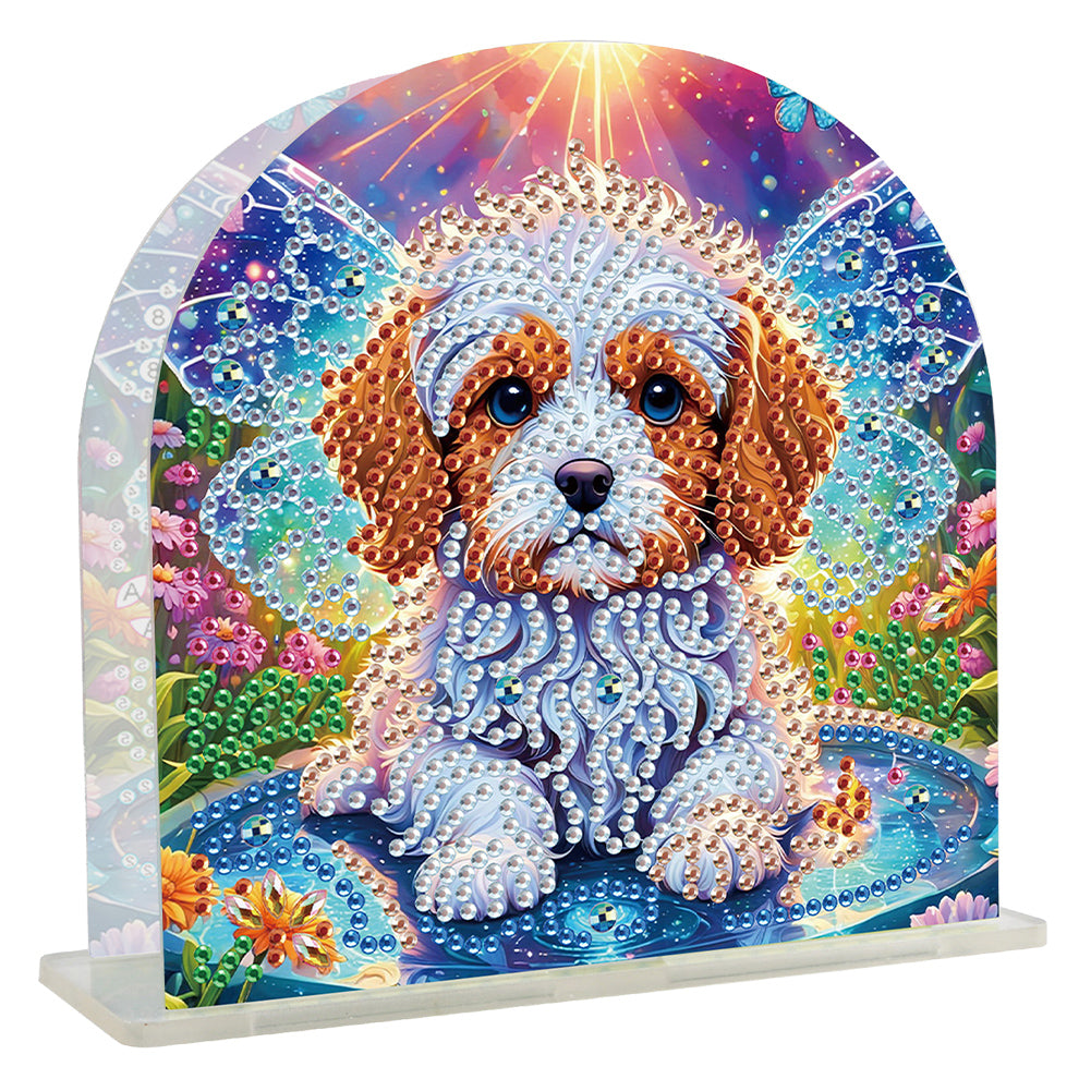 Animal Acrylic DIY 5D Diamond Art Painting Napkin Holder Set Home Decor (Dog)