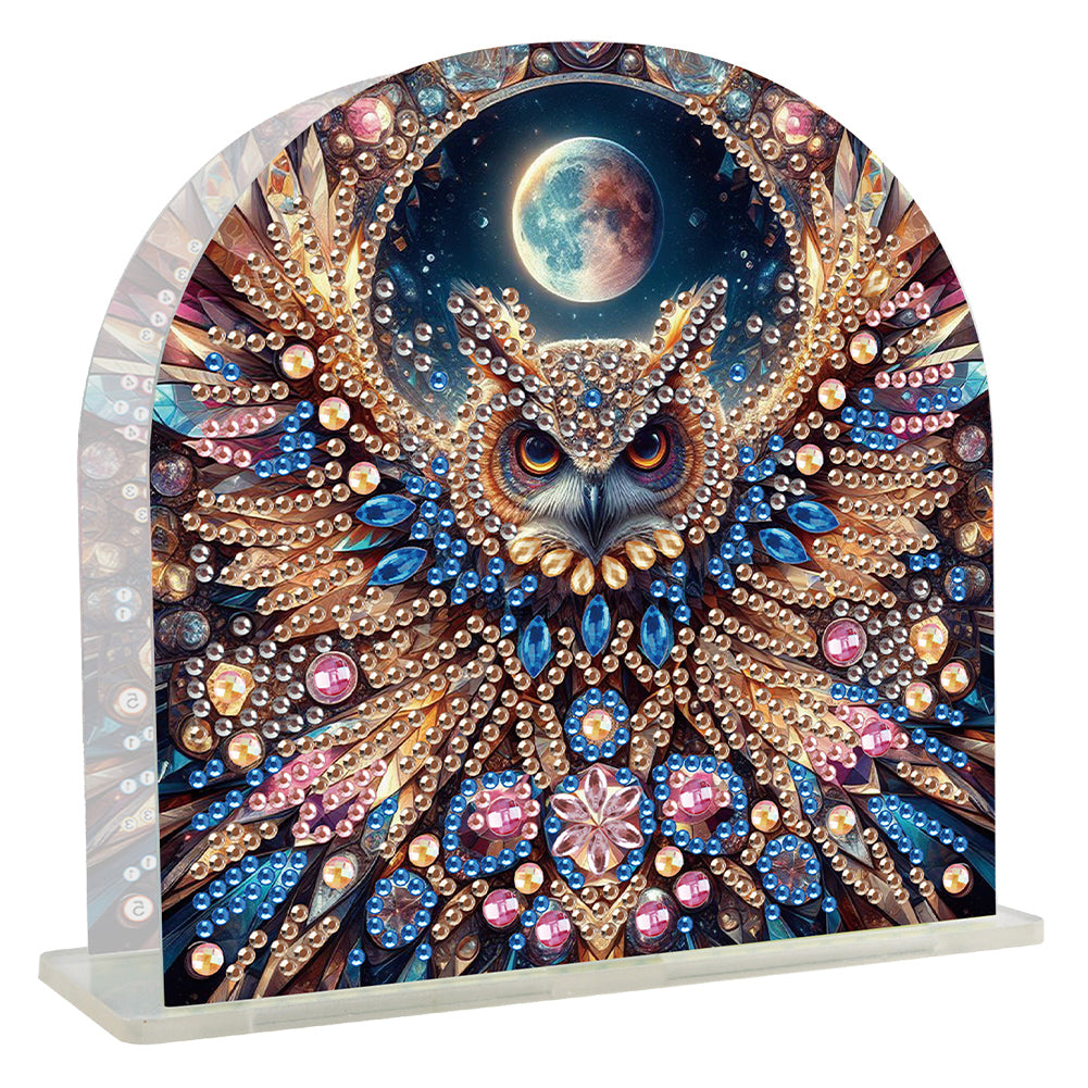 Animal Acrylic DIY 5D Diamond Art Painting Napkin Holder Set Home Decor (Owl)
