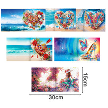 Load image into Gallery viewer, 6Pcs Diamond Painting Greeting Card Heart Flower Diamond Handmade Card
