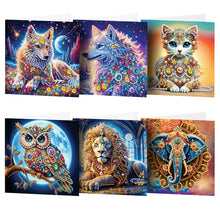 Load image into Gallery viewer, 6Pcs Diamond Painting Greeting Card Animals Diamond Handmade Card for Friends
