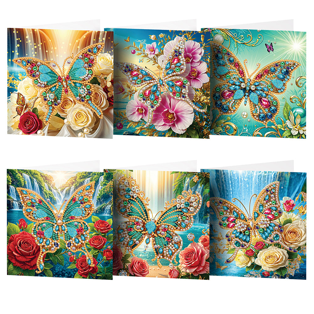 6Pcs Diamond Painting Greeting Card Butterfly Diamond Handmade Card for Friends