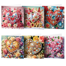 Load image into Gallery viewer, 6Pcs Diamond Painting Greeting Card Heart Diamond Handmade Card for Friends
