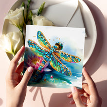 Load image into Gallery viewer, 6Pcs Diamond Painting Greeting Card Dragonfly Diamond Handmade Card for Friends
