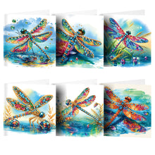 Load image into Gallery viewer, 6Pcs Diamond Painting Greeting Card Dragonfly Diamond Handmade Card for Friends
