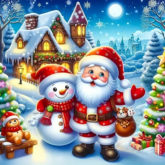 Diamond Painting - Full Round - Santa Claus and snowman (30*30CM)