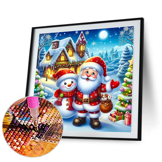 Diamond Painting - Full Round - Santa Claus and snowman (30*30CM)
