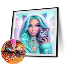 Load image into Gallery viewer, Diamond Painting - Full Round - Cool girl and cat (30*30CM)
