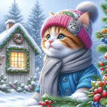 Load image into Gallery viewer, Diamond Painting - Full Round - Christmas cat (30*30CM)
