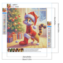 Load image into Gallery viewer, Diamond Painting - Full Round - Christmas cat (30*30CM)
