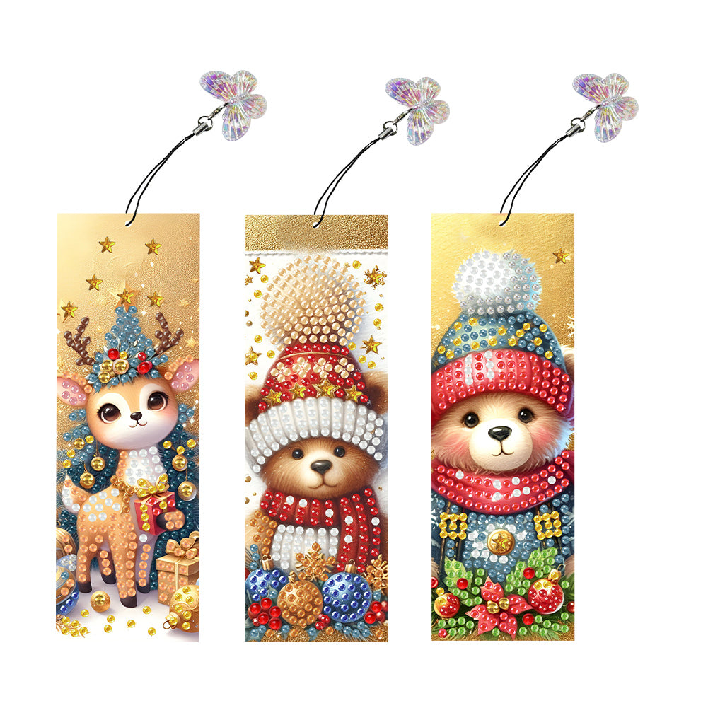 3Pcs Special Shape Christmas Tree Diamond Painting Bookmark for Adults Beginners