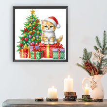 Load image into Gallery viewer, Diamond Painting - Partial Special Shaped - Christmas tree and cat (30*30CM)
