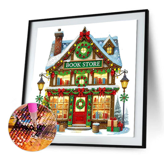 Diamond Painting - Partial Special Shaped - Christmas bookstore (30*30CM)