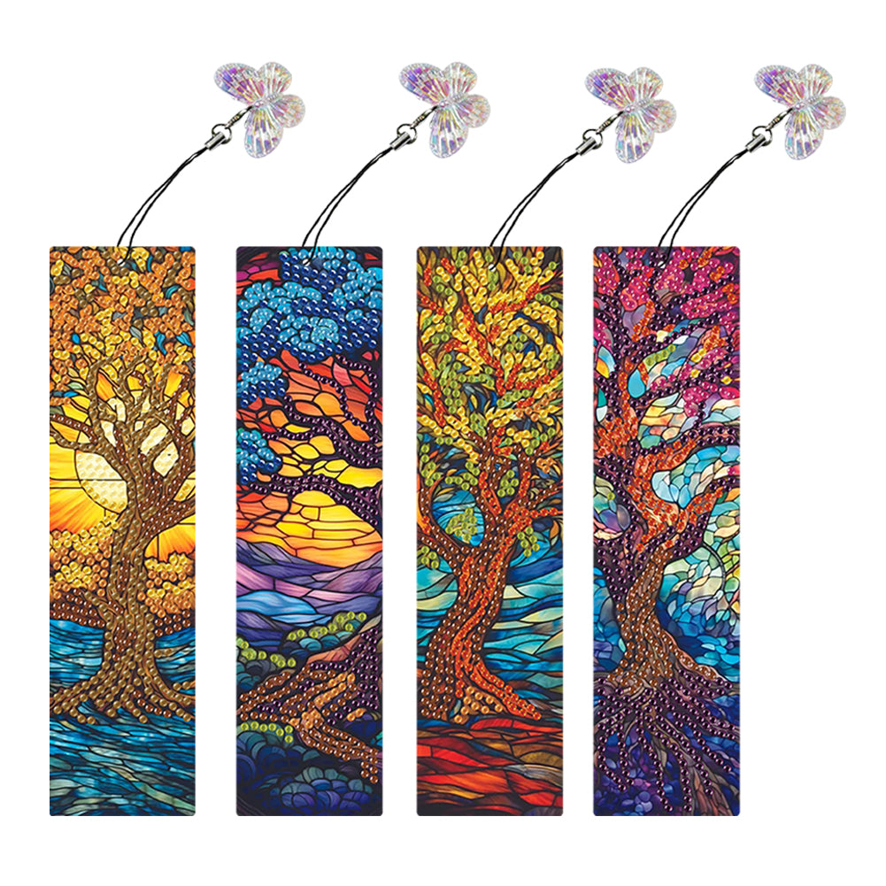 4Pcs Special Shape Christmas Tree Diamond Painting Bookmark for Reading Day Gift