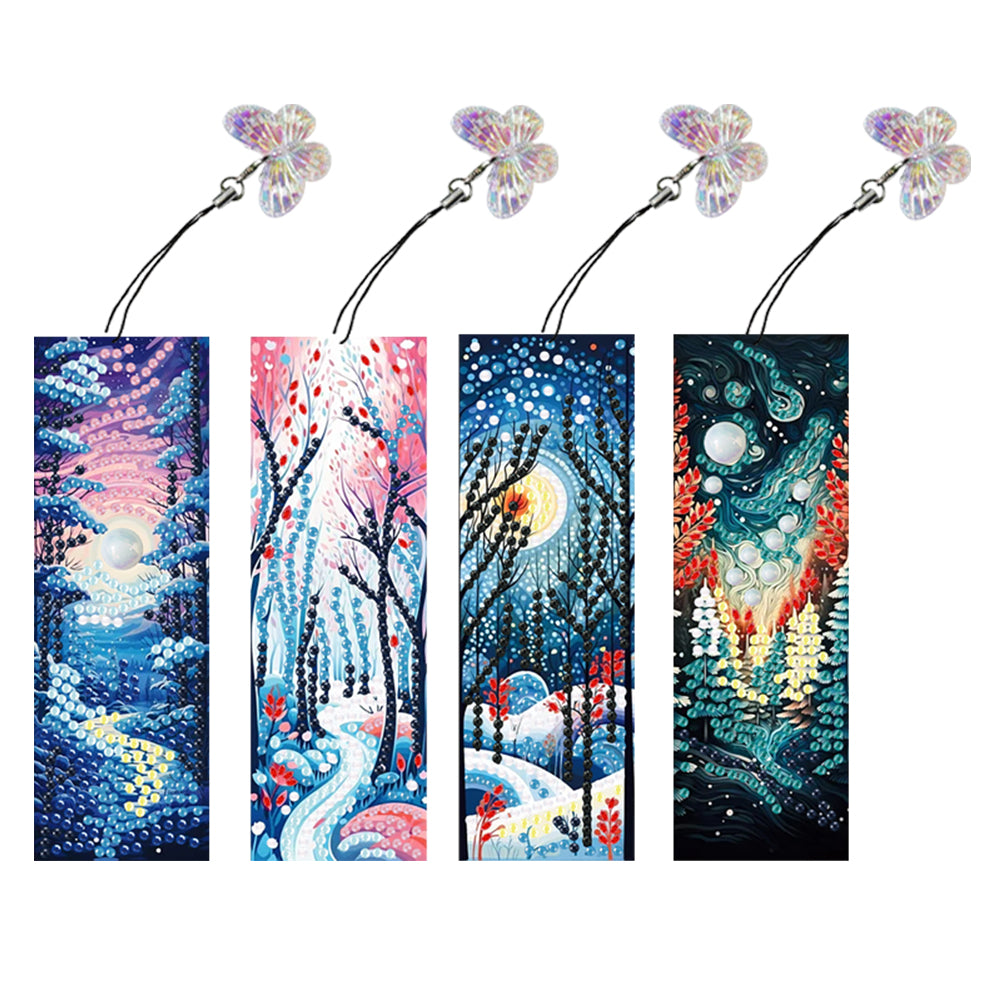 4Pcs Special Shape Christmas Tree Diamond Painting Bookmark for Reading Day Gift