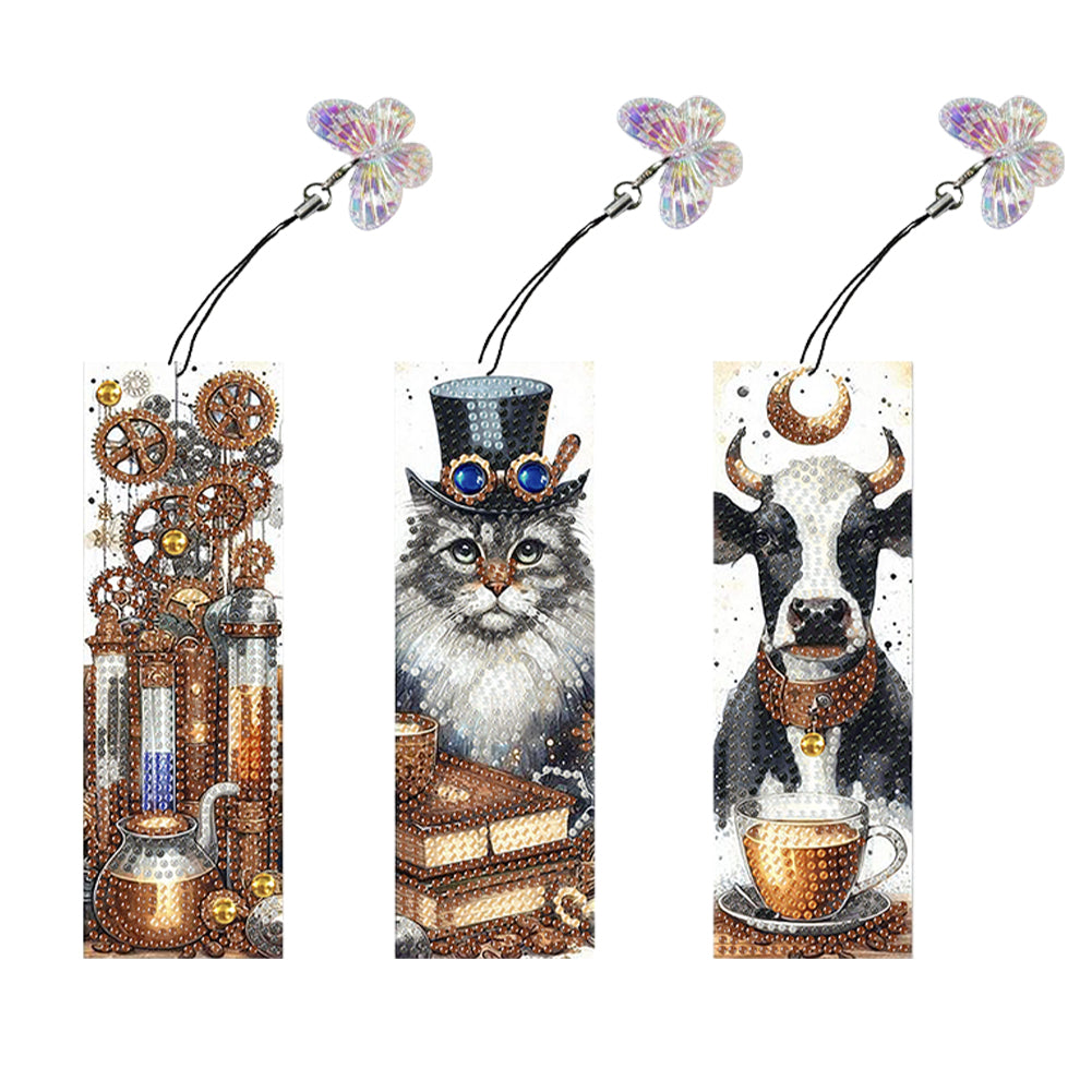 3Pcs Special Shape Animals 5D DIY Diamond Painting Bookmark for Reading Day Gift