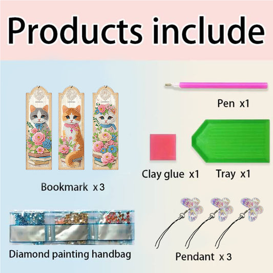 3Pcs Special Shape Animals 5D DIY Diamond Painting Bookmark for Reading Day Gift