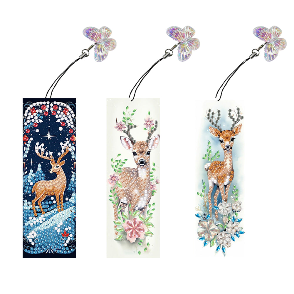 3Pcs Special Shape Animals 5D DIY Diamond Painting Bookmark for Reading Day Gift