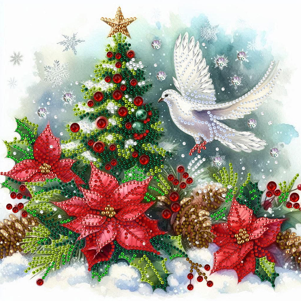 Diamond Painting - Partial Special Shaped - Christmas tree dove (30*30CM)