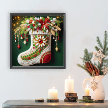 Load image into Gallery viewer, Diamond Painting - Partial Special Shaped - Christmas flower socks (30*30CM)
