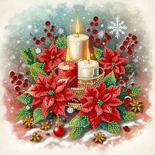 Load image into Gallery viewer, Diamond Painting - Partial Special Shaped - Christmas flower candle (30*30CM)
