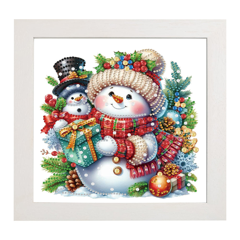 Diamond Painting - Partial Special Shaped - Christmas snowman (with frame) (22.8*22.8CM)