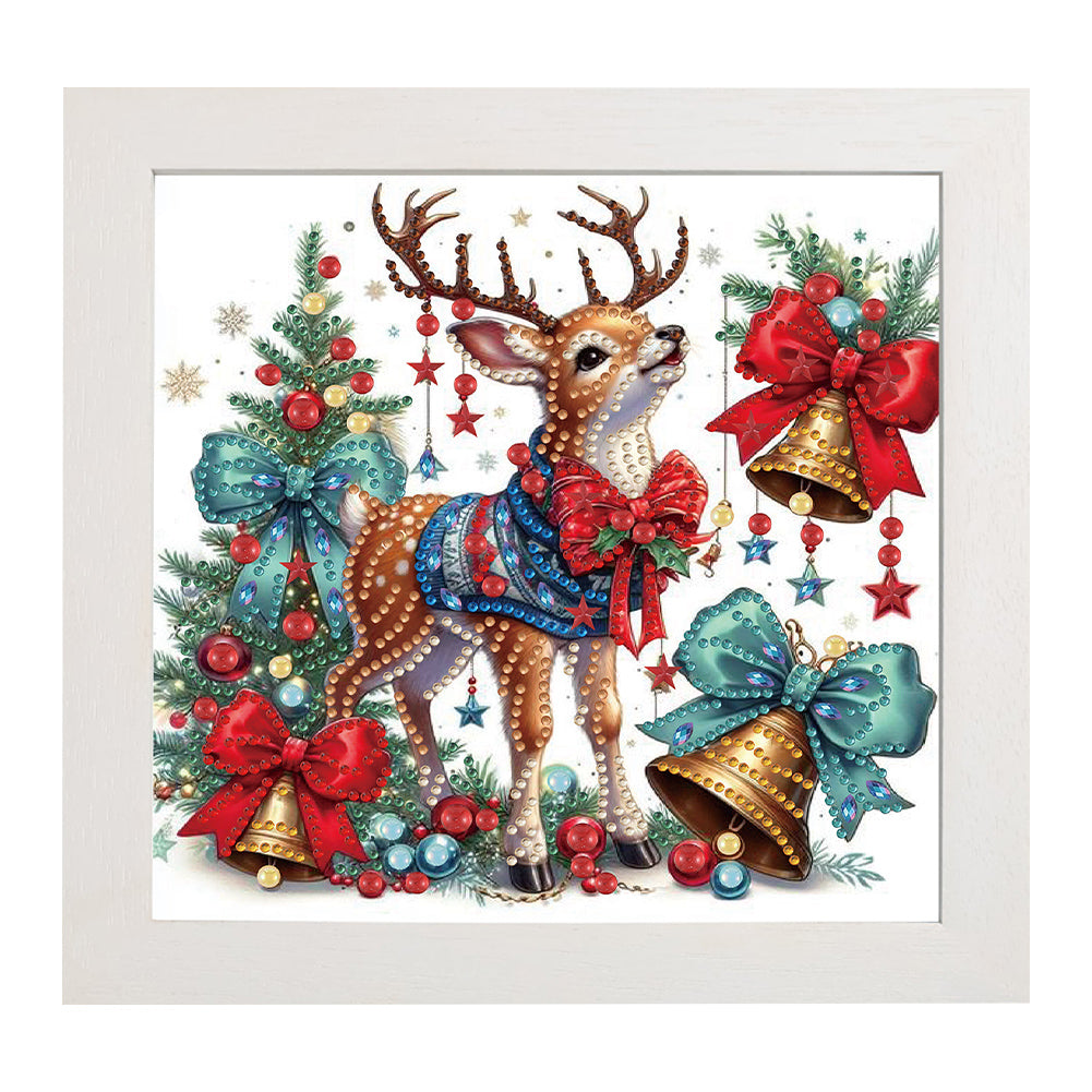 Diamond Painting - Partial Special Shaped - Christmas elk (with frame) (22.8*22.8CM)