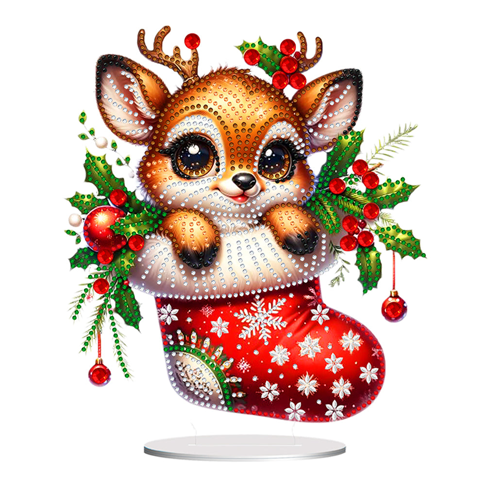 Acrylic Special Shaped Christmas Animals 5D DIY Diamond Art Tabletop Decorations