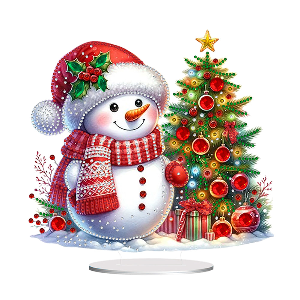 Acrylic Special Shaped Christmas Snowman 5D DIY Diamond Art Tabletop Decorations
