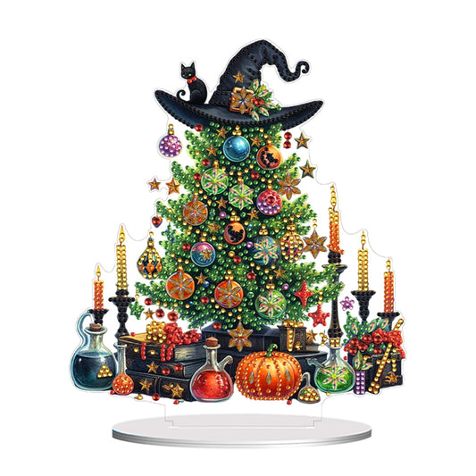 Acrylic Special Shape Christmas Tree Witch Desktop Diamond Painting Art Kits