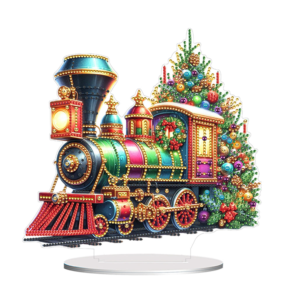Acrylic Special Shape Christmas Train Desktop Diamond Painting Art Kits