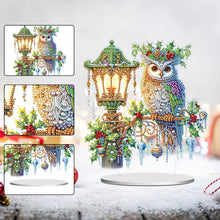 Load image into Gallery viewer, Acrylic Special Shape Christmas Owl Desktop Diamond Painting Art Craft Kits
