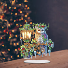 Load image into Gallery viewer, Acrylic Special Shape Christmas Owl Desktop Diamond Painting Art Craft Kits
