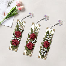 Load image into Gallery viewer, 3Pcs Special Shape Red Rose Diamond Painting Bookmark Making Kit for Book Lovers
