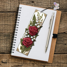 Load image into Gallery viewer, 3Pcs Special Shape Red Rose Diamond Painting Bookmark Making Kit for Book Lovers
