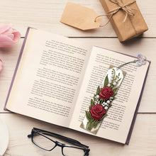 Load image into Gallery viewer, 3Pcs Special Shape Red Rose Diamond Painting Bookmark Making Kit for Book Lovers
