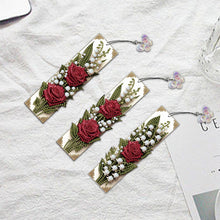 Load image into Gallery viewer, 3Pcs Special Shape Red Rose Diamond Painting Bookmark Making Kit for Book Lovers
