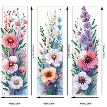 Load image into Gallery viewer, 3Pcs Special Shape Flowers Diamond Painting Bookmark Making Kit for Book Lovers
