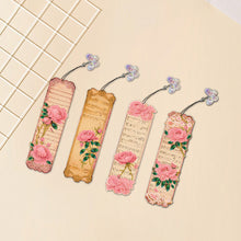 Load image into Gallery viewer, 4Pcs Special Shape Pink Rose Diamond Painting Bookmark Making Kit for Book Lover
