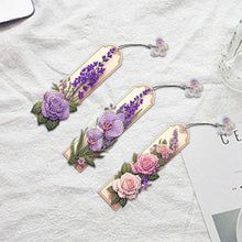 Load image into Gallery viewer, 3Pcs Special Shape Flowers Diamond Painting Bookmark Making Kit for Book Lovers
