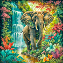 Load image into Gallery viewer, Diamond Painting - Full Round - Forest waterfall elephant (30*30CM)

