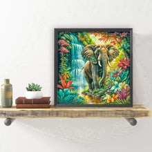 Load image into Gallery viewer, Diamond Painting - Full Round - Forest waterfall elephant (30*30CM)
