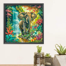 Load image into Gallery viewer, Diamond Painting - Full Round - Forest waterfall elephant (30*30CM)
