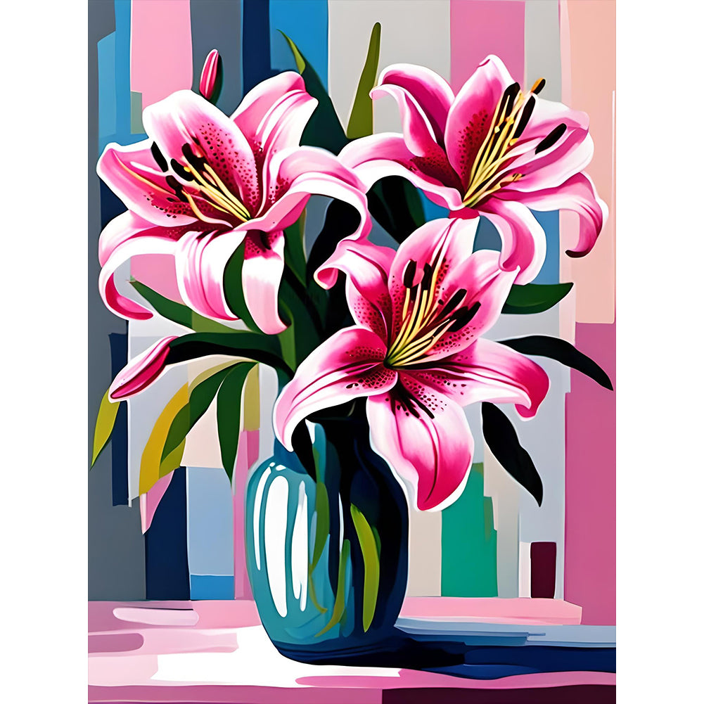 Diamond Painting - Full Round - Geometric pink lily (30*40CM)