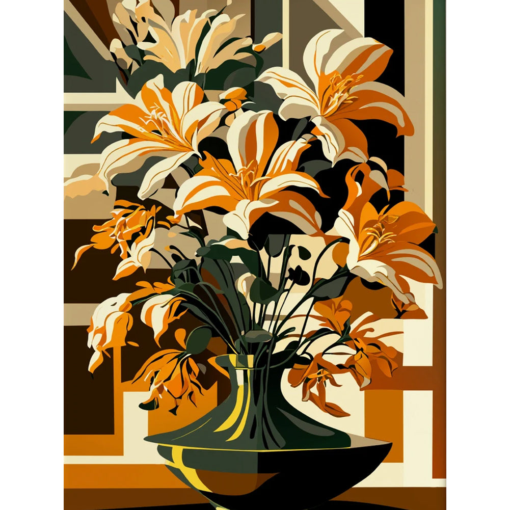 Diamond Painting - Full Round - Geometric orange lily (30*40CM)