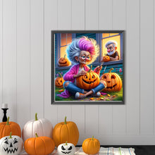 Load image into Gallery viewer, Diamond Painting - Full Round - Grandma making Halloween pumpkins (40*40CM)
