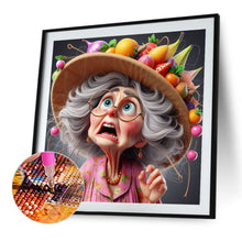 Load image into Gallery viewer, Diamond Painting - Full Round - Grandma wearing a fruit hat (40*40CM)
