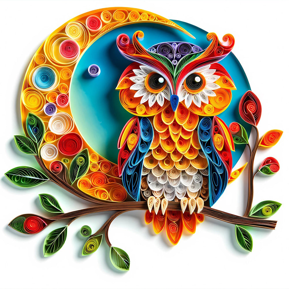Diamond Painting - Full Round - Quilling paper painting owl (40*40CM)