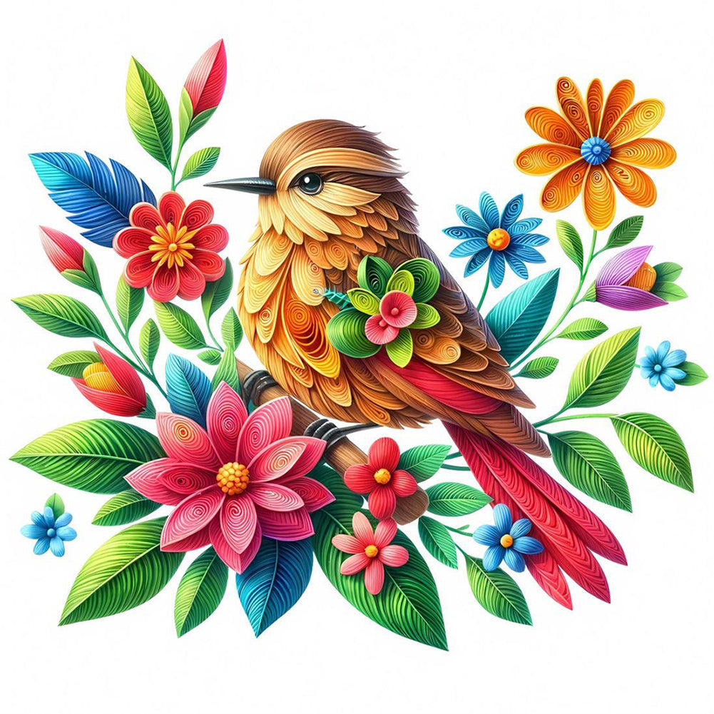 Diamond Painting - Full Round - Quilling paper painting bird (40*40CM)
