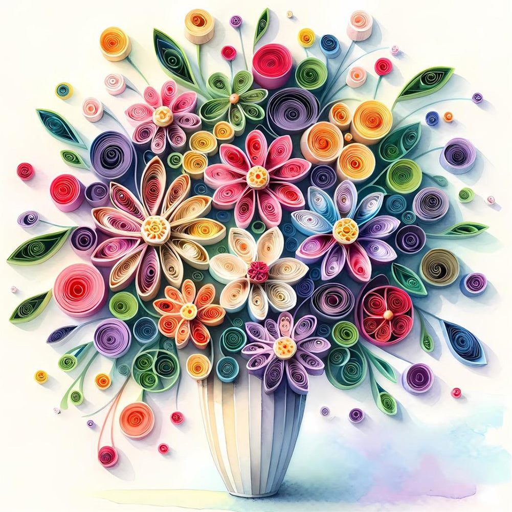 Diamond Painting - Full Round - Beautiful vase bouquet (40*40CM)