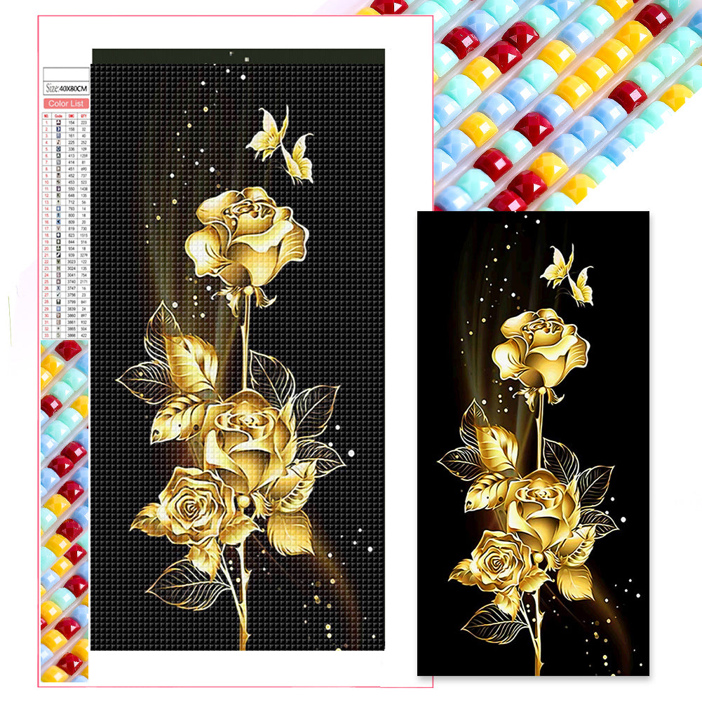 Diamond Painting - Full Square - Gold foil roses (40*80CM)